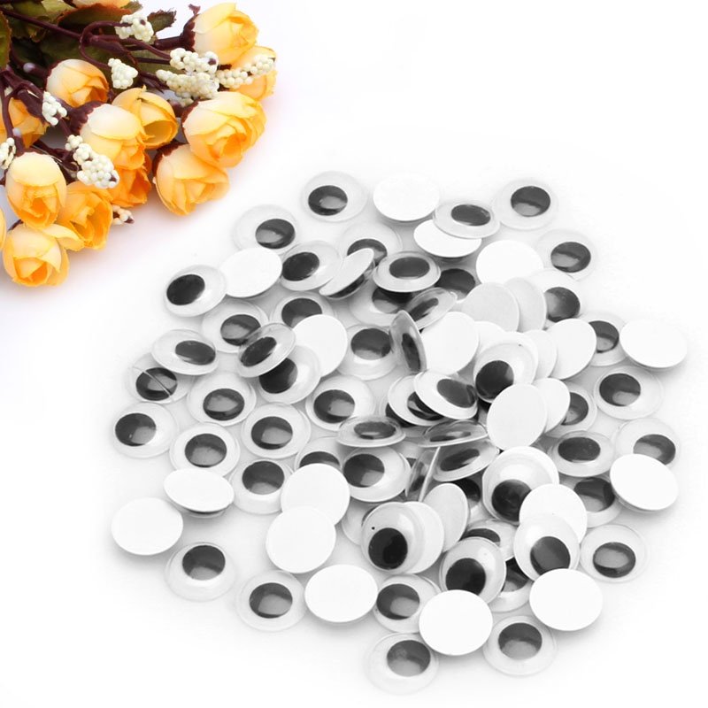 Mary 100PCS Wiggly Wobbly Googly Eyes Self-adhesive Scrapbooking Kerajinan Tangan