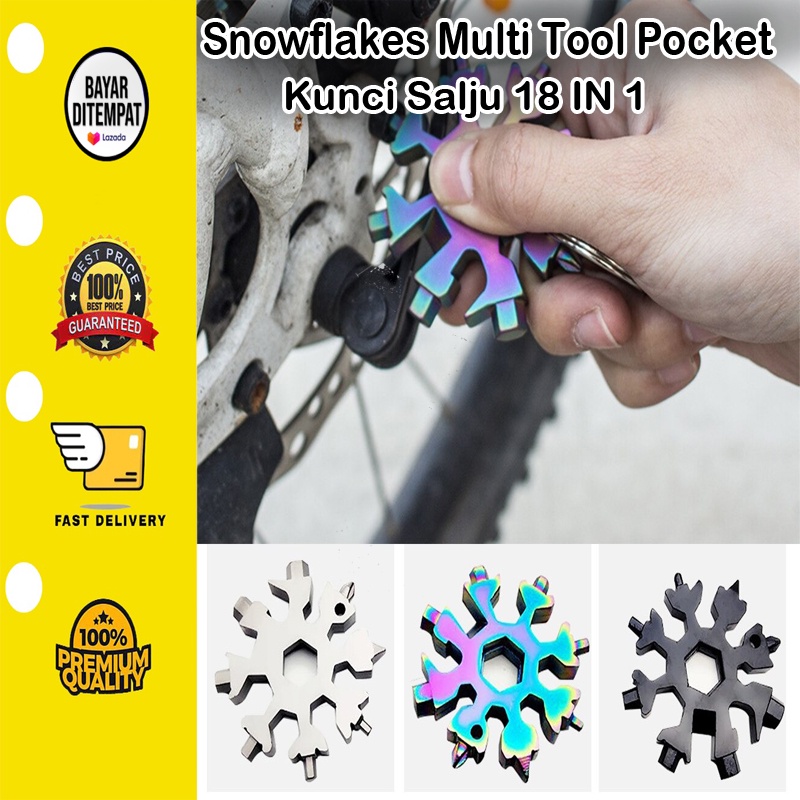 [BISA COD] Snowflakes Multi Tool Pocket Wrench Saker Tool Kunci Salju 18 IN 1