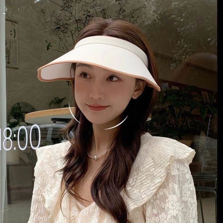 (Hello Girl) MZ24 Topi Visor Senam Wanita Summer ANTI UV Mulut Lebar Gaya Korea IMPORT