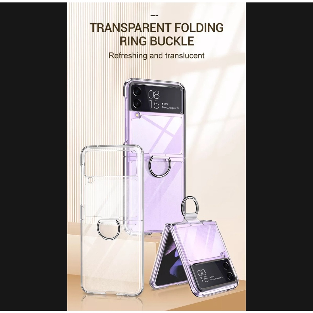 CLEAR Cover with Ring Holder Samsung Z flip 3 4 Case Cover Casing