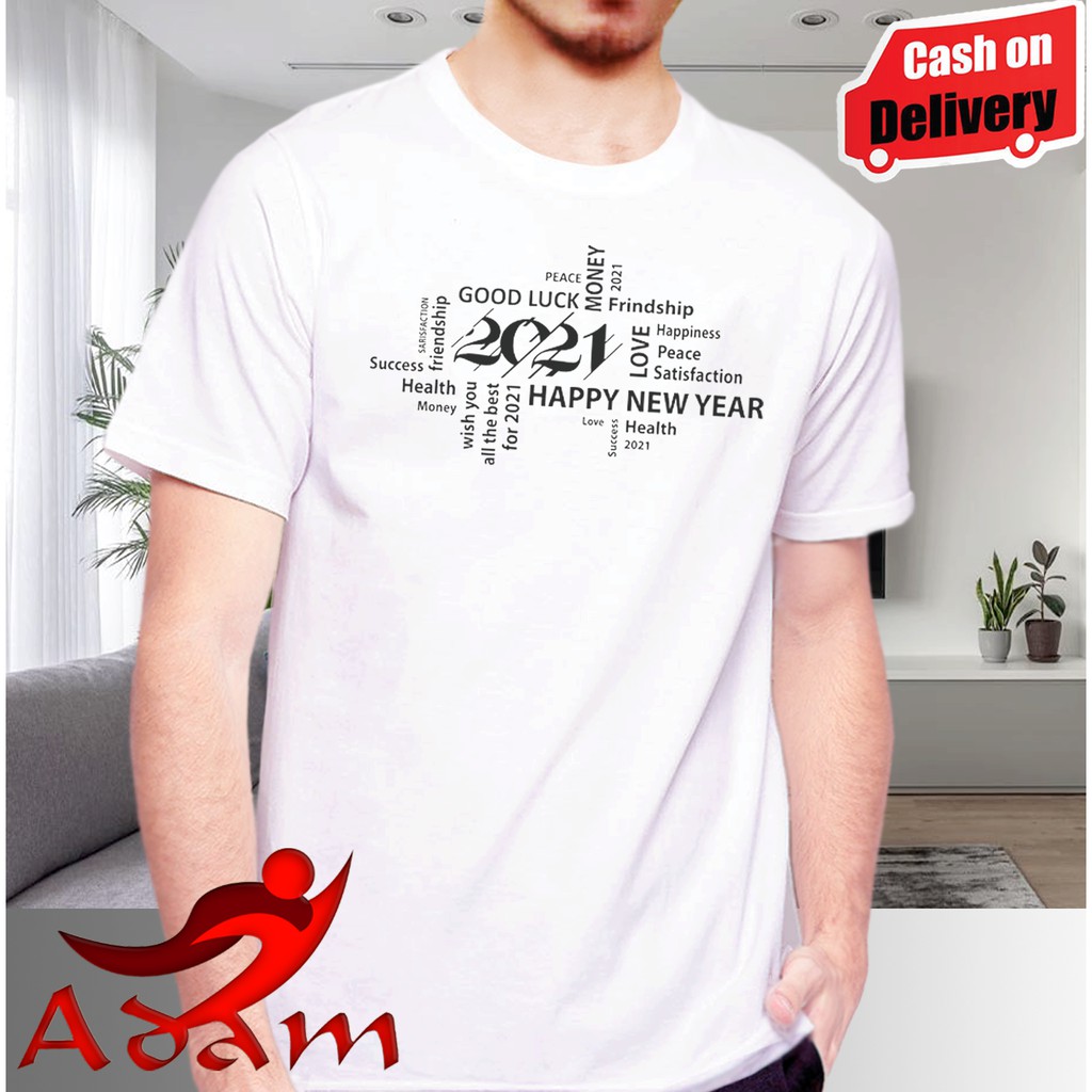 Baju Kaos Pria / Wanita T-shirt 2021 Happy New Year