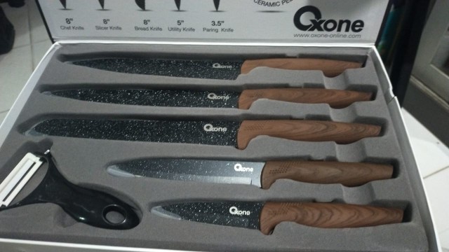 Pisau Set/knife Set Oxone Multi Color Marble Ox-608n/ox-605 Black Marble Knifeset/ox-609n Onyx Hitam