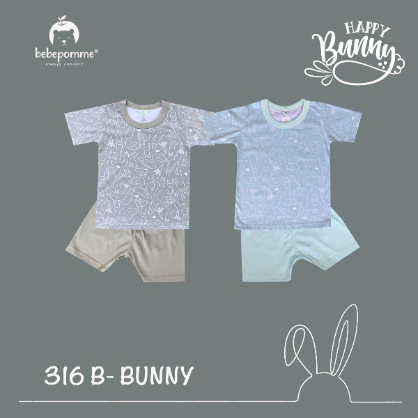 BEBEPOMME - Setelan Kaos Happy Bunny