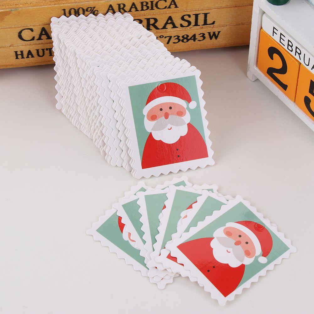 Solighter 100PCS Label Natal DIY Xmas Dekorasi Kertas Kartu Pembungkus Kado