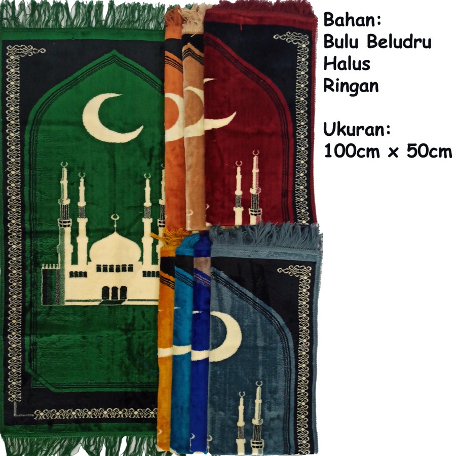 Sejadah Sajadah Travel Bulu Bludru Halus Murah Ukuran 100x50 100 x 50