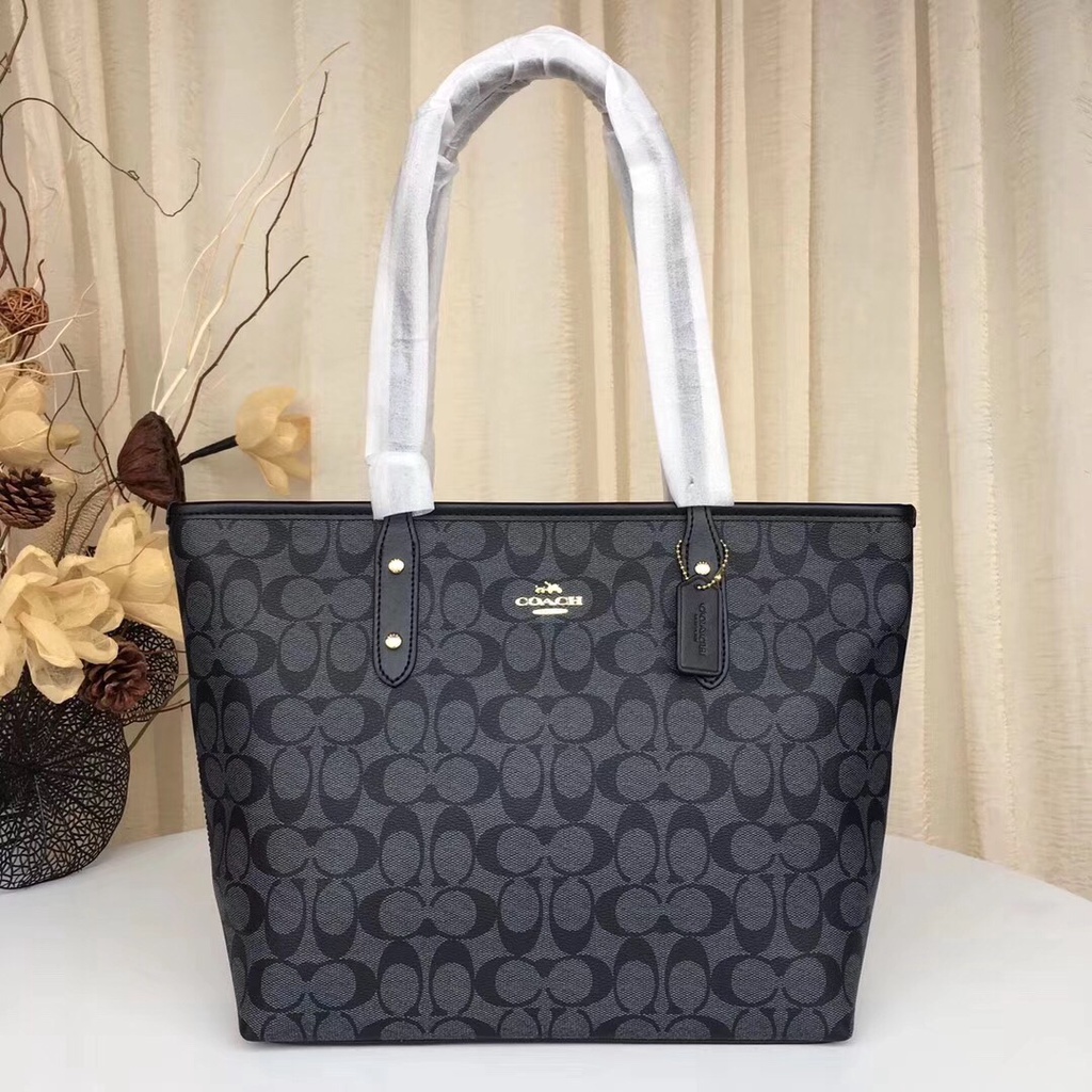 (grab) 58292 coach Canvas leather tote bag for ladies with one shoulder bag