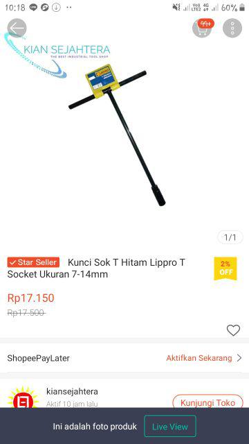 Kunci Sok T Hitam Lippro T Socket Ukuran 7-14mm