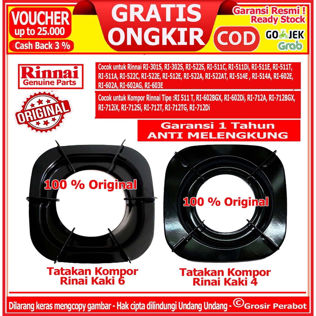 Tatakan Kompor Gas Rinnai Kaki 4 6 Rinai Dudukan Tungku Kompor Gas Rinnai Rinai Kaki 4 6 Original Tebal Anti Melengkung