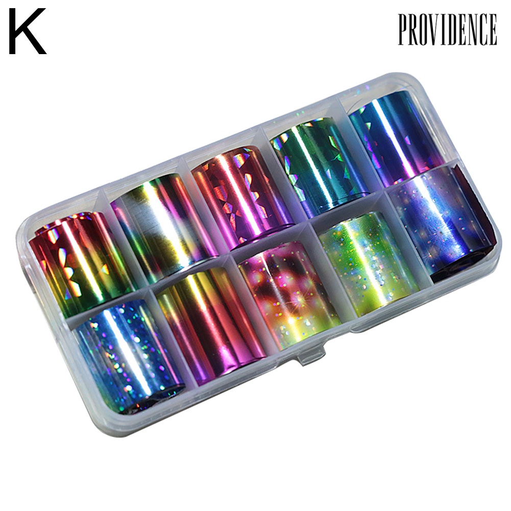 Providence 10Rolls/Set Glitter Nail Art Foils Laser Tips Stickers DIY Manicure Decorations