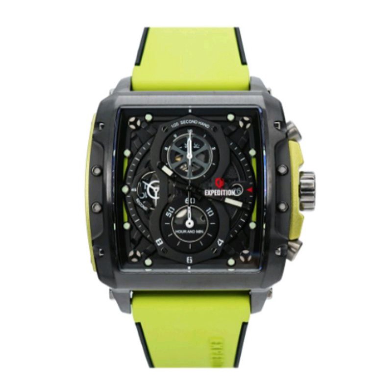 Jam Tangan Pria EXPEDITION E P6811 Black Light Green Original Garansi Resmi