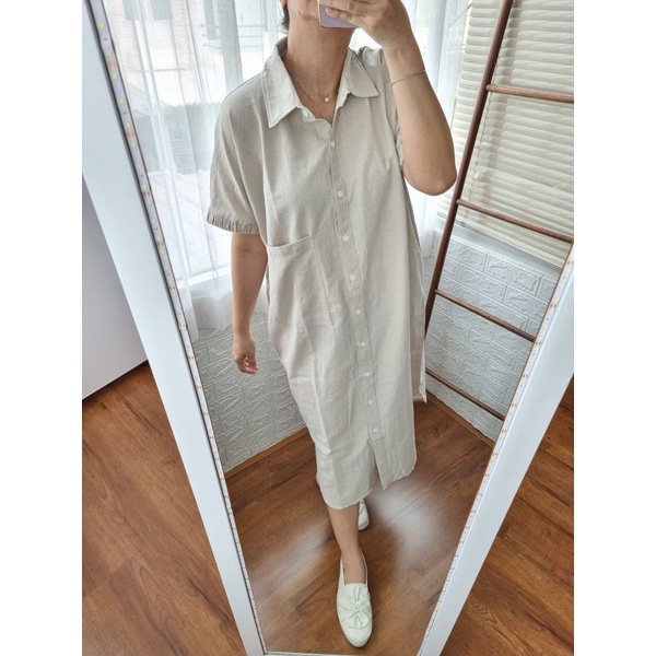 Fashi8n Nova Midi Dress Wanita Linen