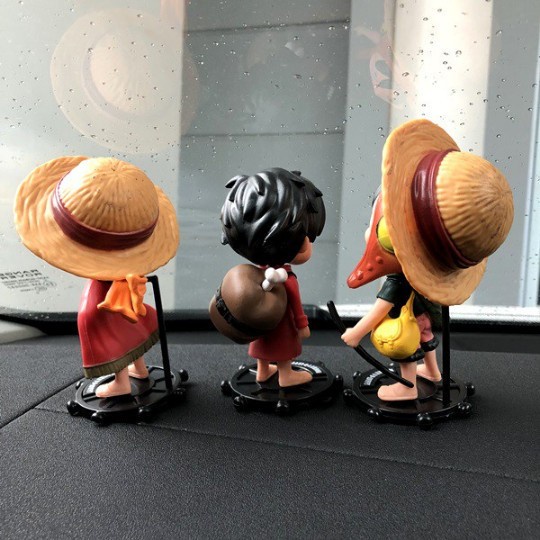 Pajangan Dashboard Mobil One Piece Luffy Set 3 in 1 Hiasan Action Figure