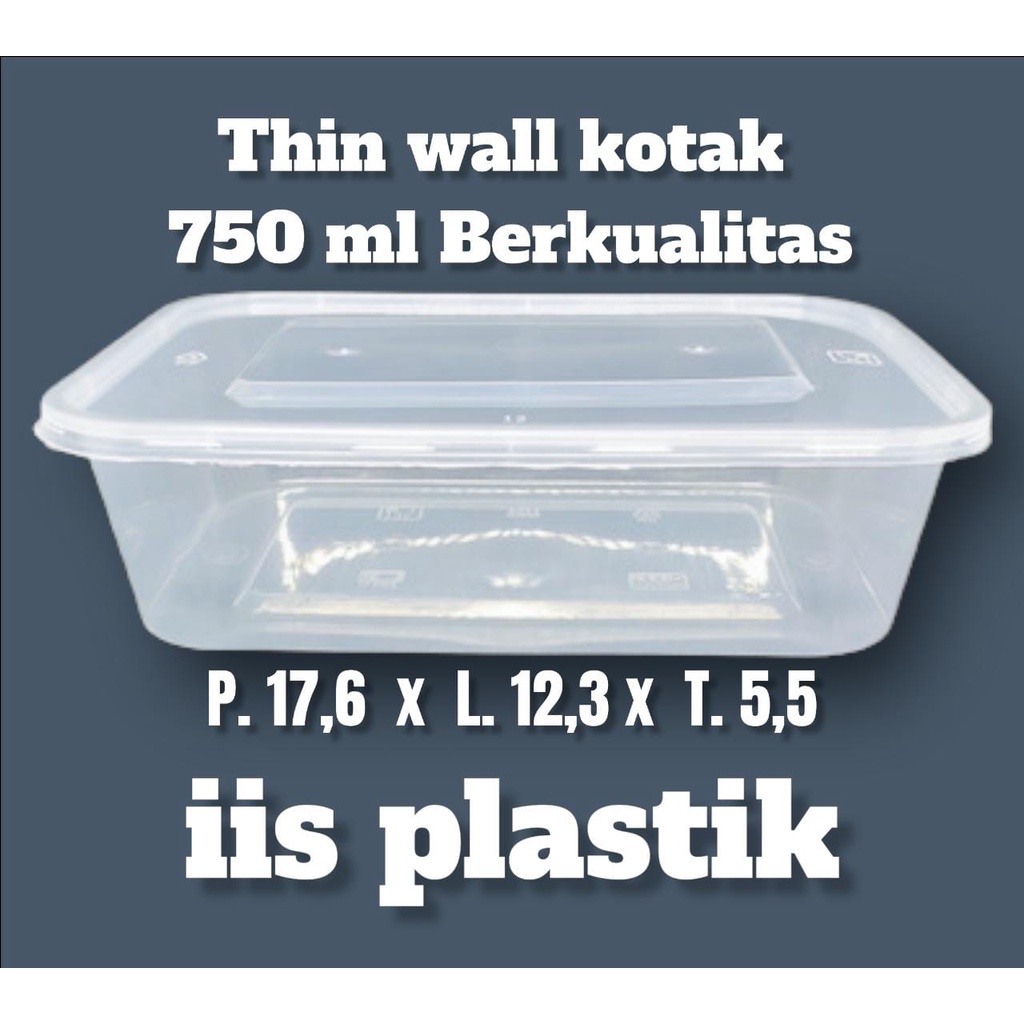 Thinwall kotak 200 ml, 250 ml, 350 ml, 1000 ml, 1500 ml, 2000 ml, 3000 ml isi 25 pcs perRoll plus tutup