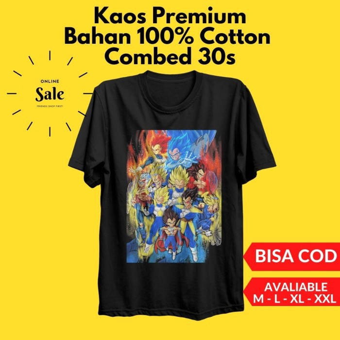 T-shrit Baju Kaos Distro Pria Anime Evolution of Vegeta Dragon Ball