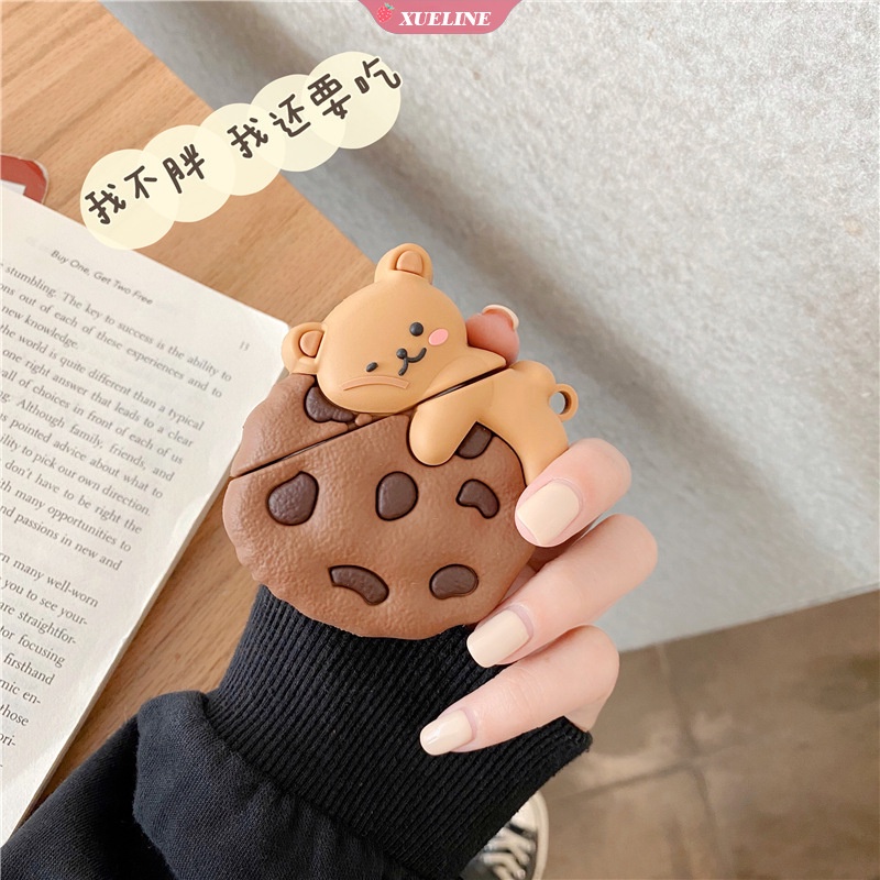 Casing soft case Silikon Motif Kartun cookie bear Untuk AirPods 1 / 2 pro