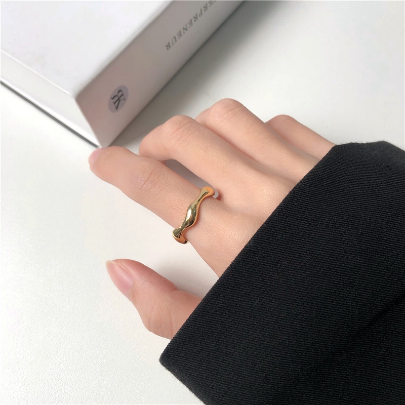 Korean Style Simple Ins Retro Wave Ring for Women Rings