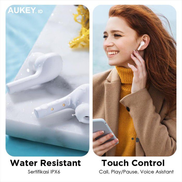 Aukey Earphone Wireless Charging Earbuds 10mm Drivers IPX6 - EP-T21P - 500928