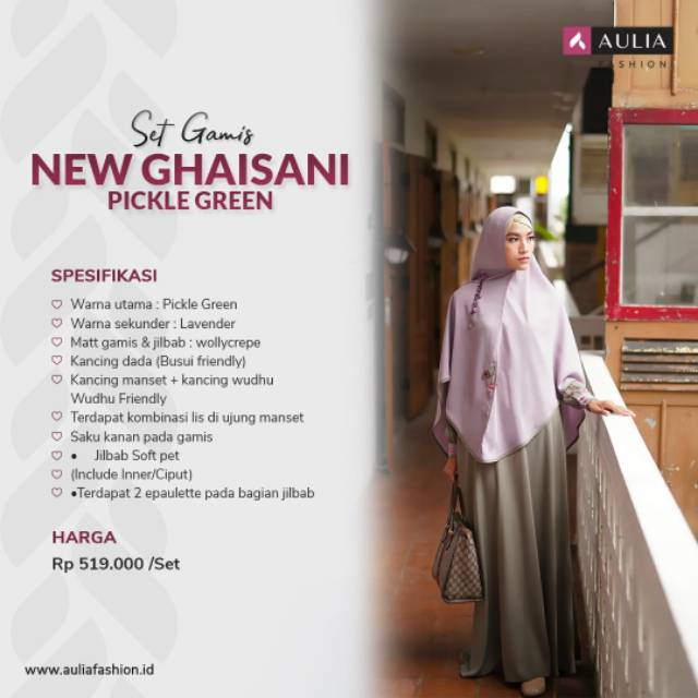 AULIA SET GAMIS NEW GHAISANI PICKLE GREEN