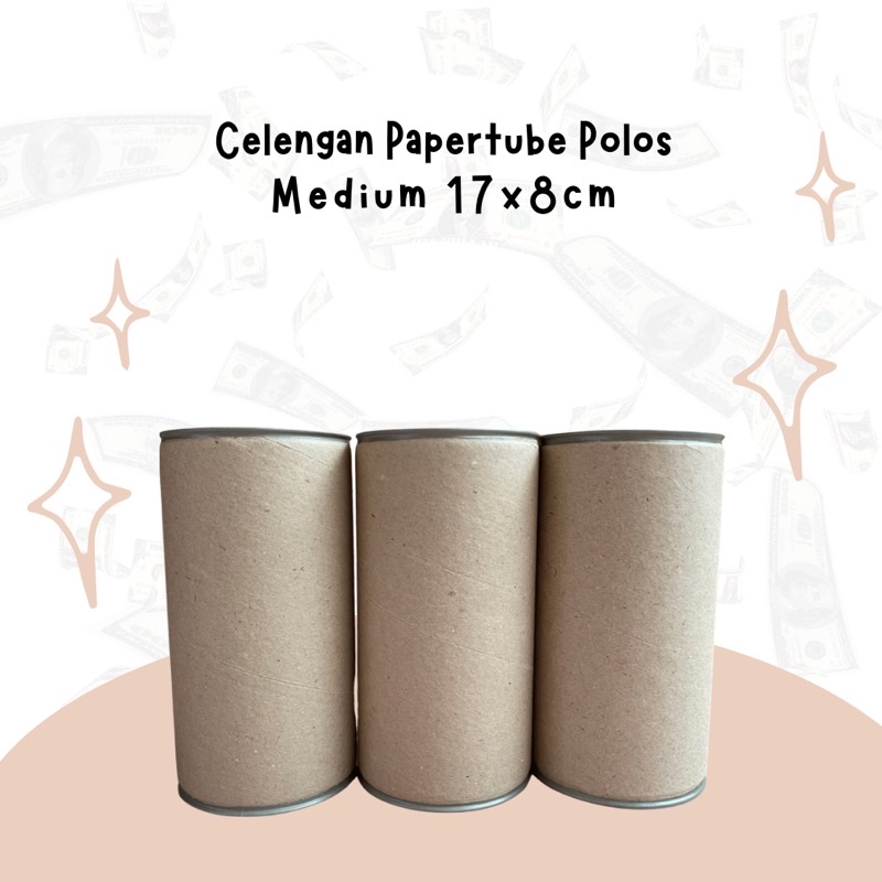 Celengan Kaleng Papertube Polos Permanen Buka Tutup Medium