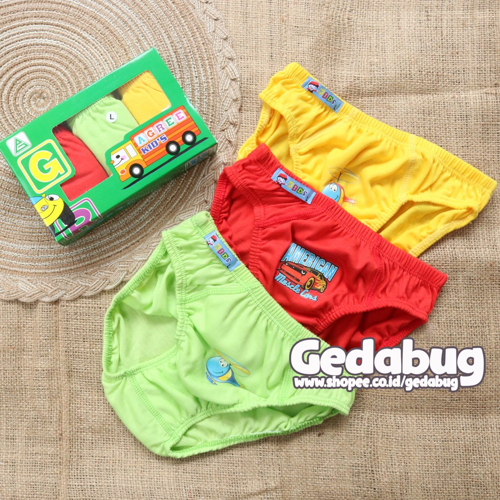 Isi 3 Pcs - Celana dalam anak laki laki Agree kids / AK020 | AK 020 | Gedabug