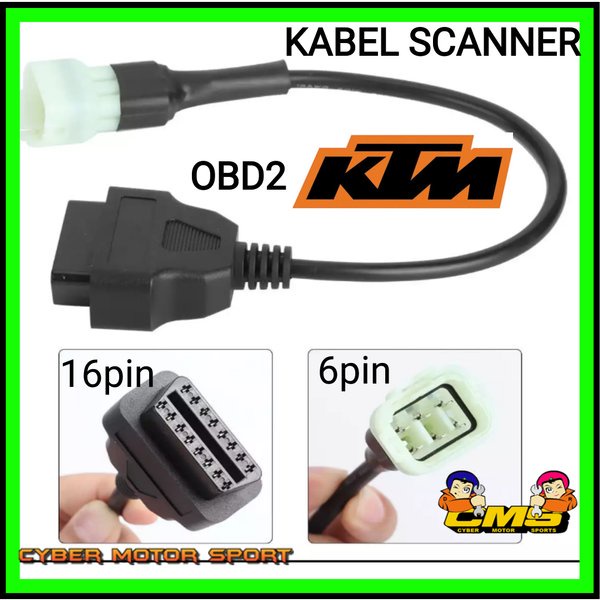 Kabel scanner motor KTM obd2 ke 6 pin. konektor scanner motor ktm.