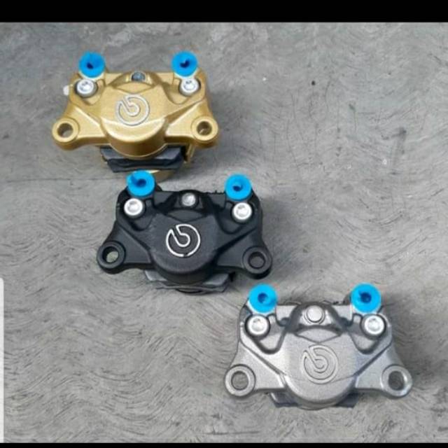 KALIPER PALA BABI BREMBO 2PISTON BIG LOGO P34 GOLD GREY 1 PIN UNIVERSAL RMT1