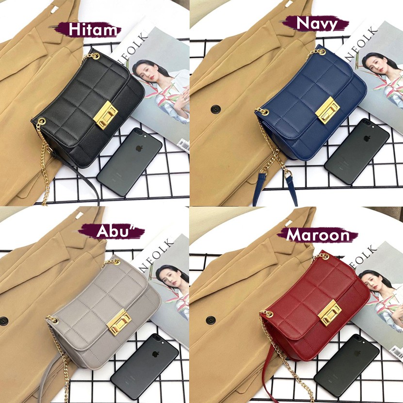 Tas Wanita Sling bag Tas Tali Rantai Trendy Kulit Sintetis Murah Tali Panjang Fashion tas selempang