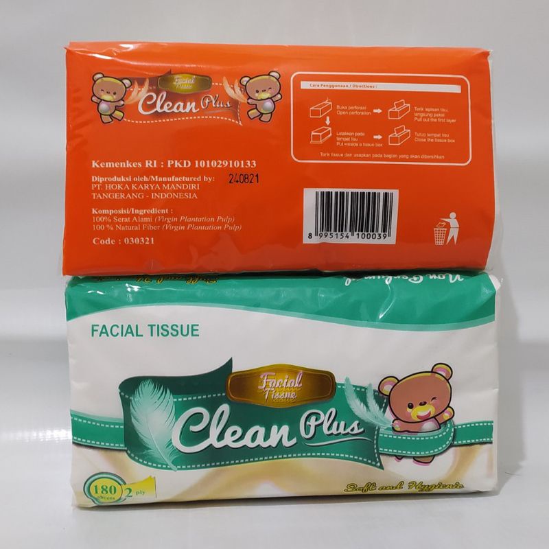 TISSUE WAJAH CLEAN PLUS 2 PLY 180 SHEETS / TISSU WAJAH /  TISSUE