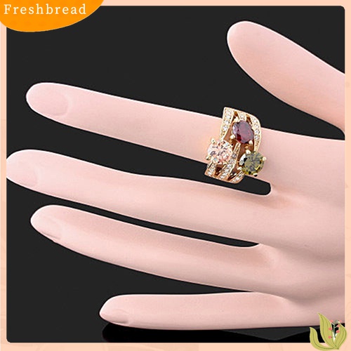 [TERLARIS]Women's Luxury Cubic Zirconia Crystal 9K Gold Plated Ring Cocktail Party Jewelry