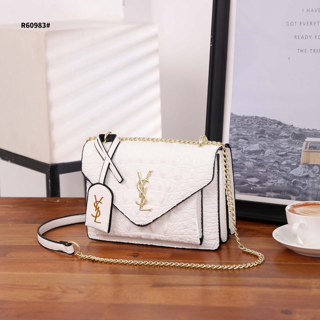 YS Envelope Crocodile Gold Hardware Bag R60983 Tas Wanita