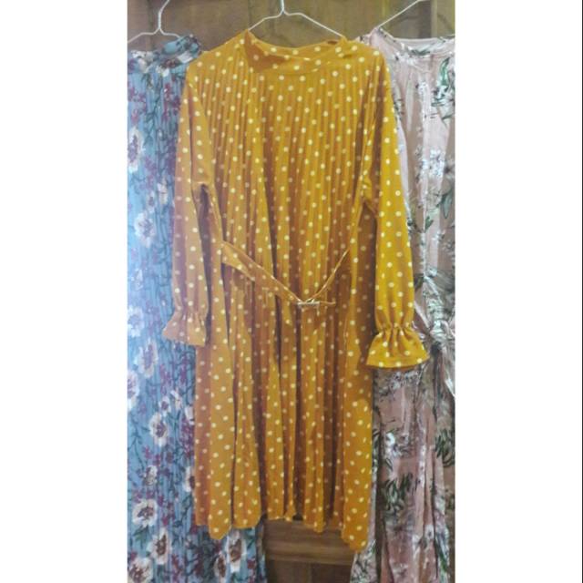 Tunik plisket bangkok polkadot