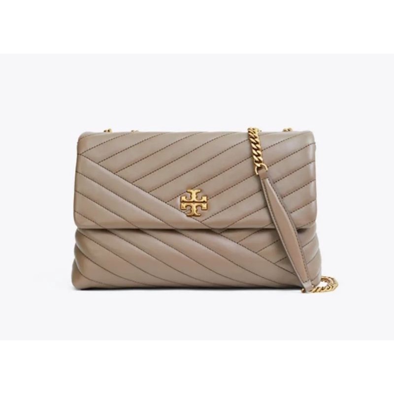 Tory Burch Kira Chevron Convertible Shoulder Bag Medium 27 Cm - Silver Maple