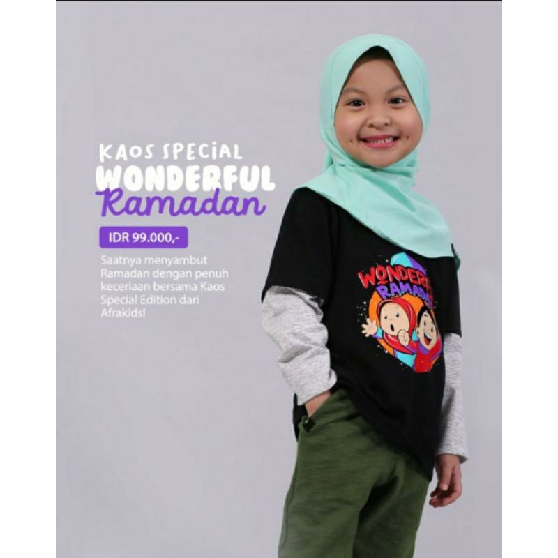 Kaos Anak Afrakids Unisex AF304 &quot;Wonderfull Ramadhan&quot; Lengan Panjang