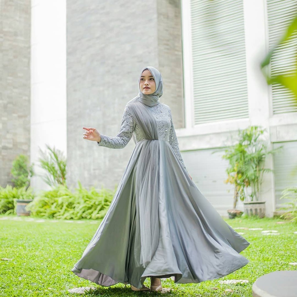 STEVIA DRESS Bahan Velvet Pakaina Wanita Gamis Panjang Terusan Gamis Wanita Dress Mulim Terbaru