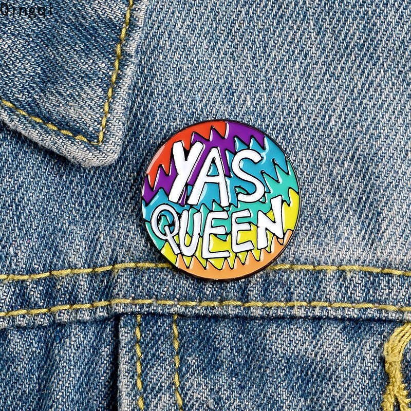 Bros Pin Enamel Desain Kutipan Yas Queen Warna Pelangi Untuk Hadiah