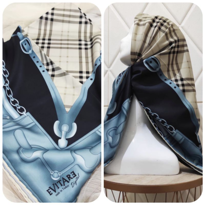 Hijab Turki Segi Empat Kerudung Pesta Mewah Elegant Bahan Lembut Jumbo 110 cm