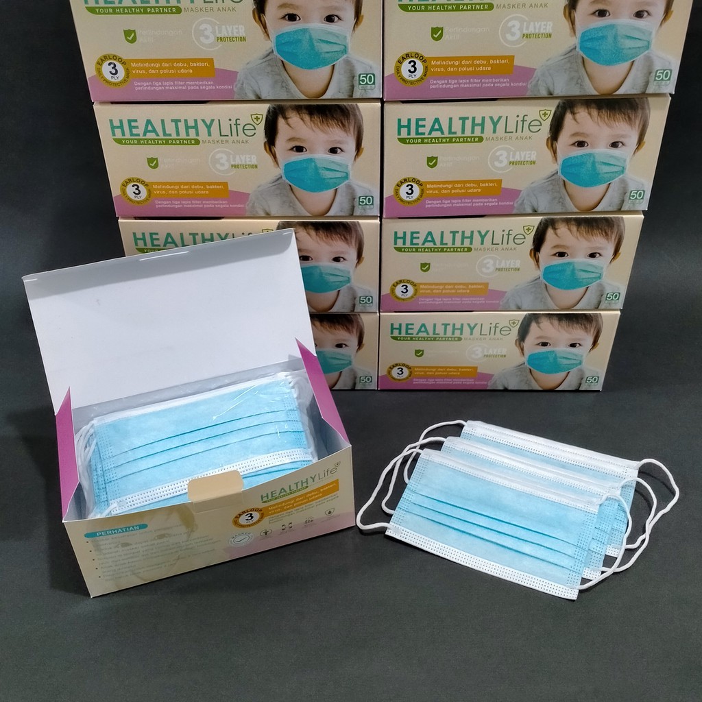 Masker 3ply Masker Anak medis non surgical Healthylife Mask 3ply 50's