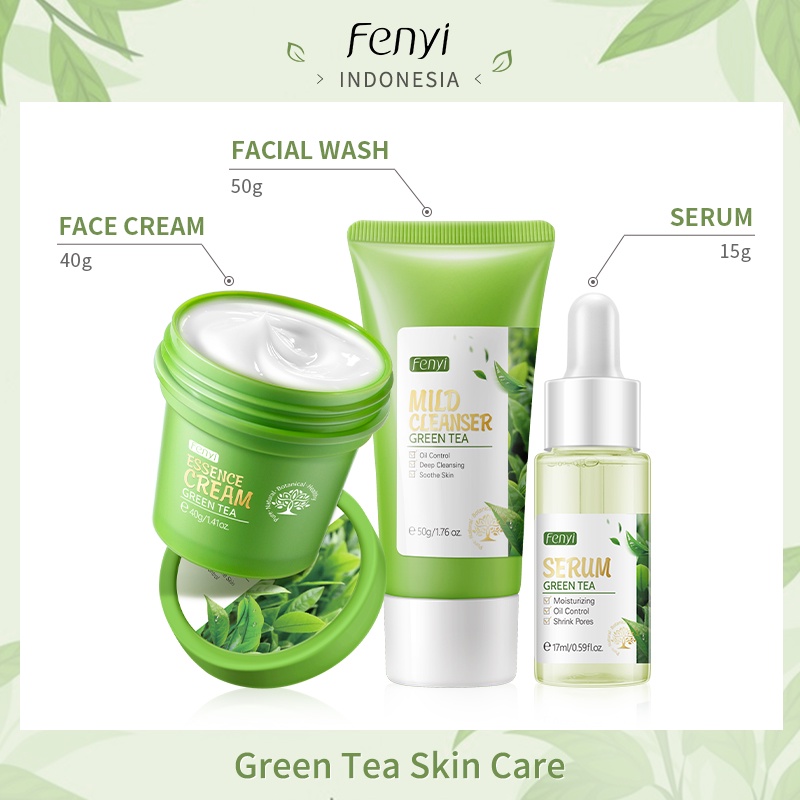 BPOM Fenyi Green Tea Serum Krim Menghilangkan Jerawat Busa Pembersih Mencerahkan Wajah