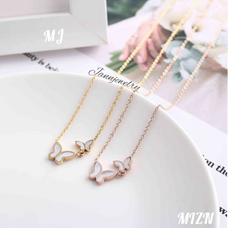 100% Kalung Butterfly Titanium asli anti karat KT-10