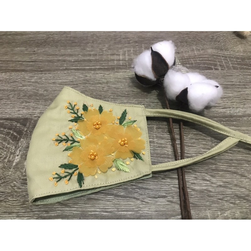 Masker Sulam Benang Warna Hijau Mint