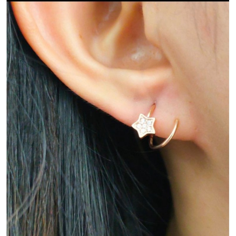 new model anting wanita model korea anting star emas asli