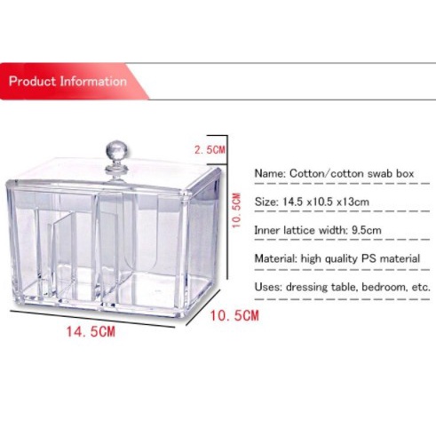Kotak Acrylic Penyimpanan Kapas Dan Cotton Bud