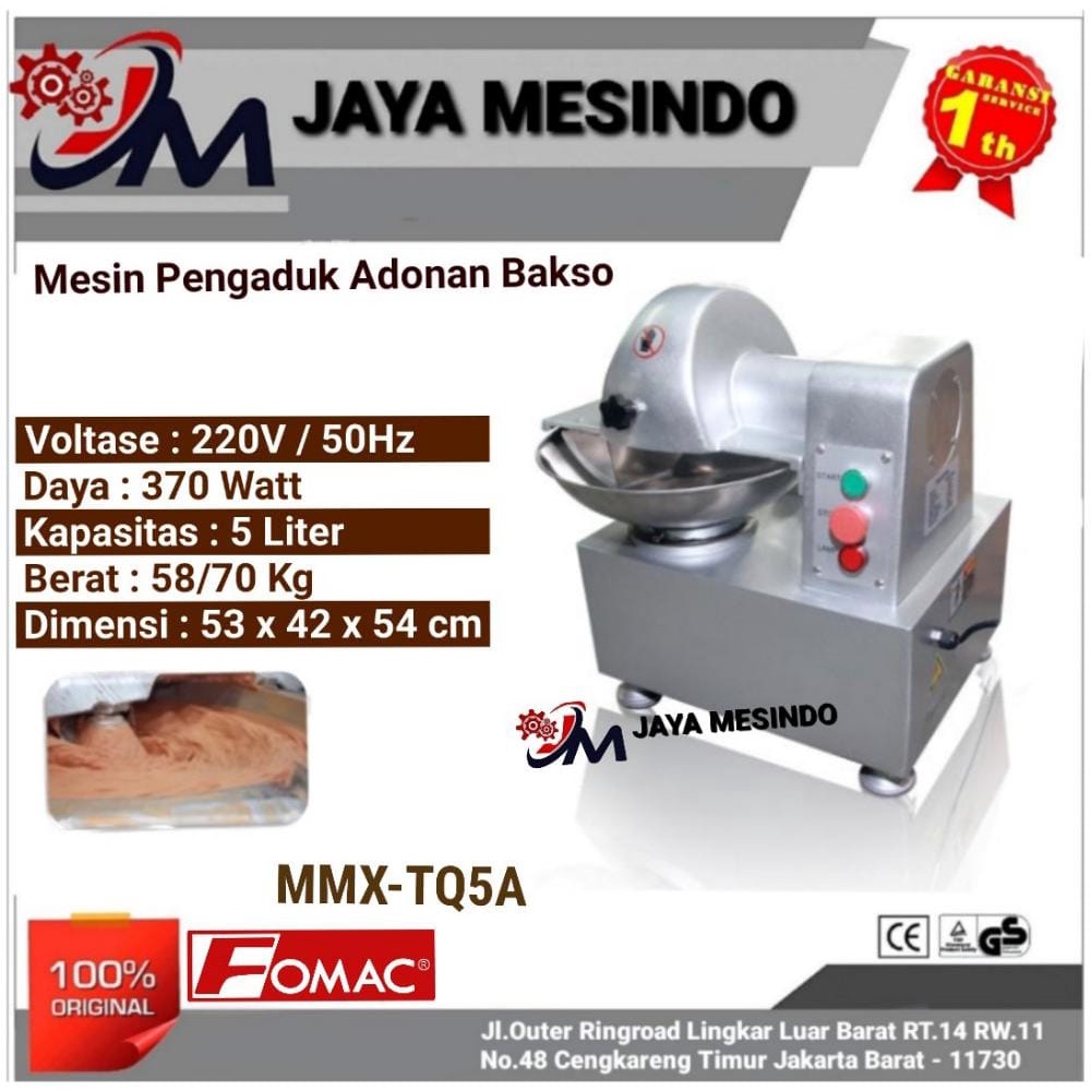 Mesin pengaduk adonan bakso Bowl cutter MMX-TQ5A FOMAC