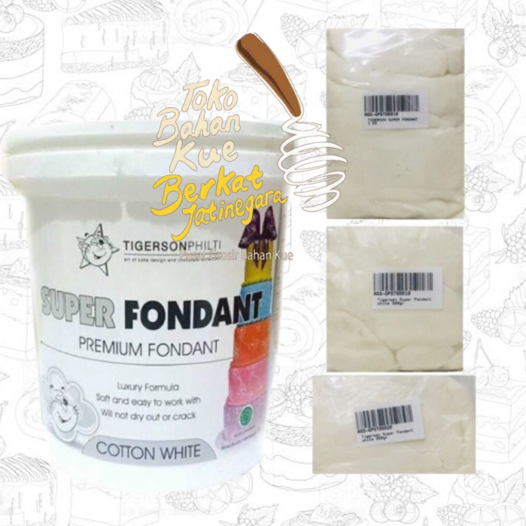 

SUPER FONDANT WHITE 250 GR ( REPACK) / ICING TIGERSON COTTON WHITE FONDAN GUMPASTE