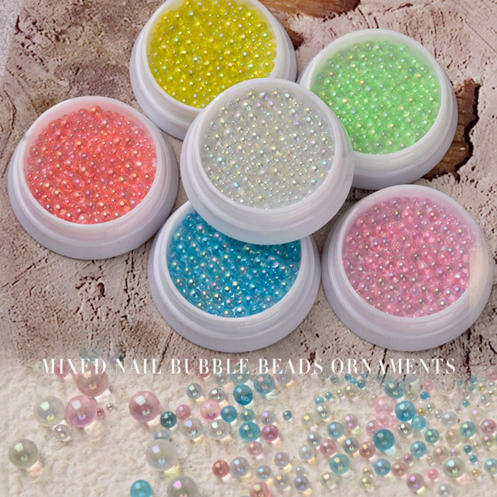 MXBEAUTY Transparent 3D Nail Art Decorations Fashion DIY Nail Jewelry Nail Art Candy Beads Aurora Manicure Tool Bubble Bead Symphony Japanese Mixed Size Round Crystal Stones