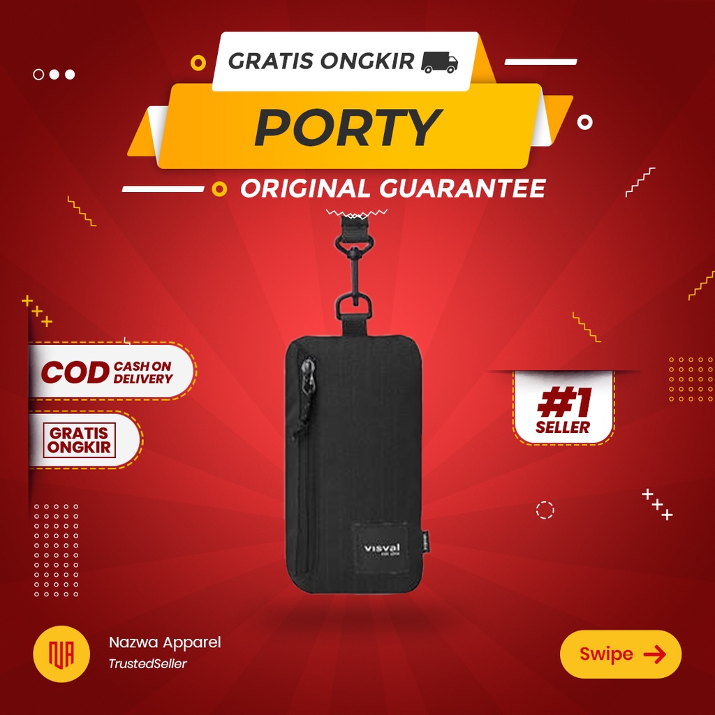 TAS SELEMPANG SLING BAG LANYARD VISVAL PORTY BLACK