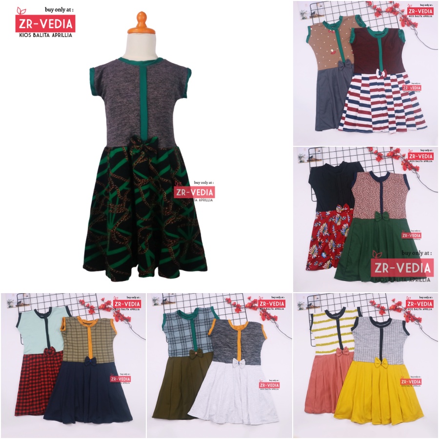 Dress Lala uk 7-8 Tahun / Dress Anak Perempuan Cewek Baju Dres Batik Murah Casual Pesta Yukensi Adem