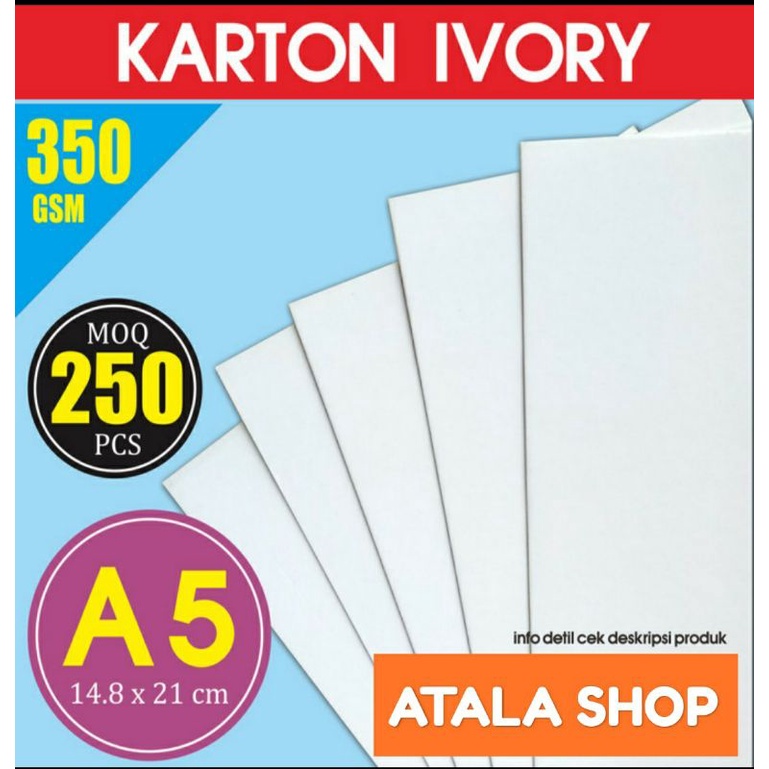 

Kertas Karton Ivory 350 Gsm Size A5 14.8x21cm isi 200pcs