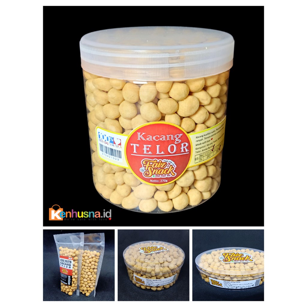 

Kacang Telor Kemasan Toples Bulat 400g / Tabung 270g / Oval 200g / Pouch 125g