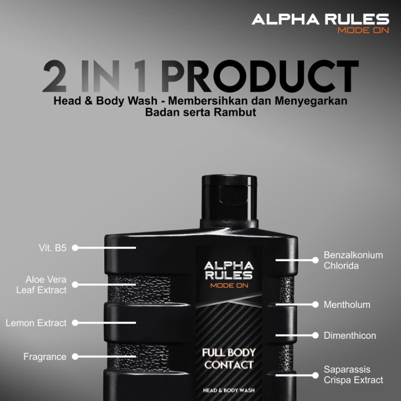 ALPHA RULES FULL BODY CONTACT HEAD AND BODY WASH ORIGINAL 100% 250ML